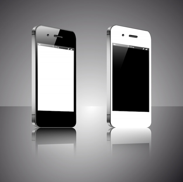 Vector smartphones blancos y negros.