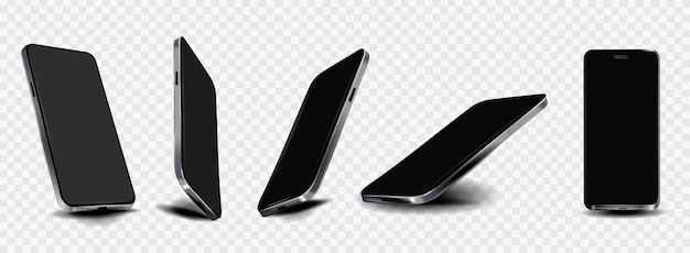 Smartphones modernos y elegantes nuevo modelo con pantalla en blanco sobre un fondo transparente Colección gratuita