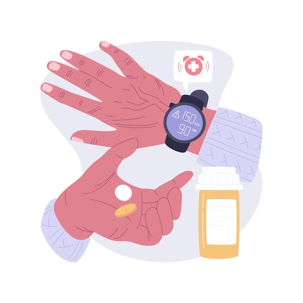 Smartwatch control de la presión arterial ilustraciones de vectores de dibujos animados aislados | Vector Premium Smartwatch control de la presión arterial ilustraciones de vectores de dibujos animados aislados | Vector Premium