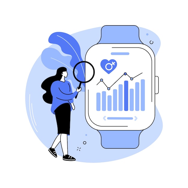 Smartwatch salud femenina seguimiento ilustraciones de vectores de dibujos animados aislados