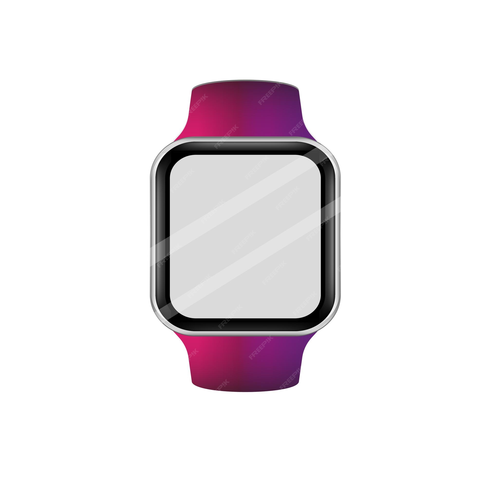 Smartwatches multicolores realistas sobre fondo blanco. maqueta de pantalla  de reloj inteligente digital | Vector Premium