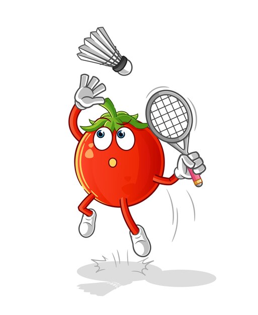 Smash de tomate en el personaje de dibujos animados de bádminton