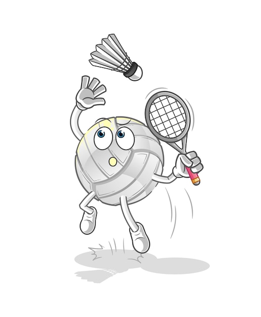 Smash de voleibol en dibujos animados de bádminton. vector de mascota de dibujos animados