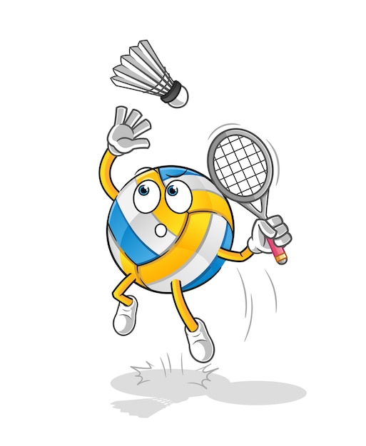 Smash de voleibol en el personaje de dibujos animados de bádminton