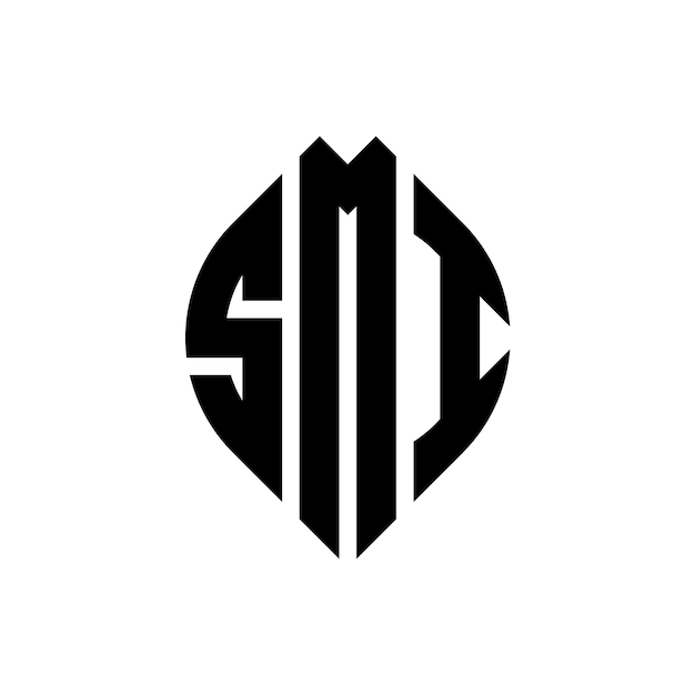 SMI diseño de logotipo de letra de círculo con forma de círculo y elipse SMI letras de elipse con estilo tipográfico Las tres iniciales forman un logotipo de círculo SMI emblema de círculo Monograma abstracto letra marca vector