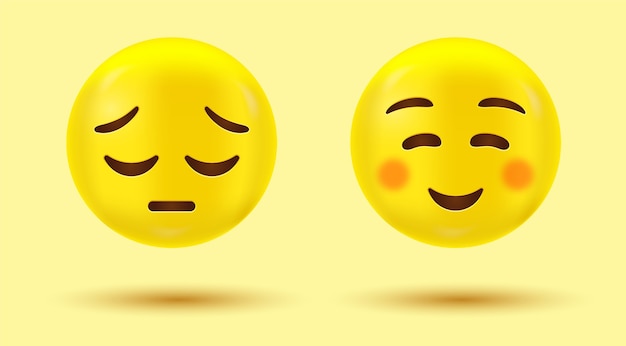 Smile and sad emoji o emoticon feliz e infeliz