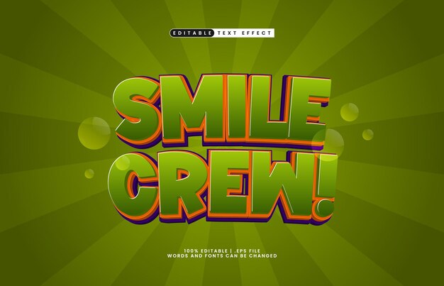 Smile Crew efecto de texto editable con un juego y efecto de texto para niños