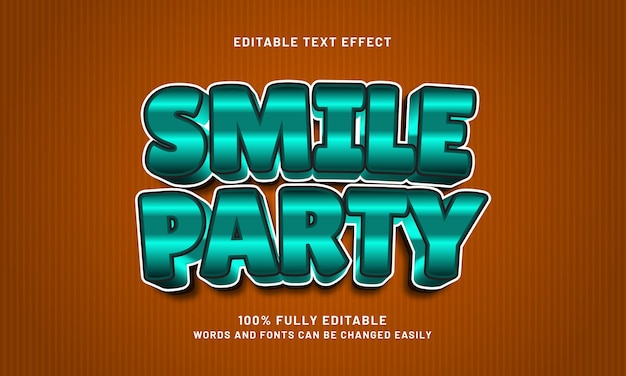 Smile party efectos de texto editables con un tema infantil y alegre