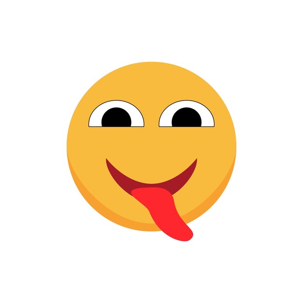 Smiley saca la lengua y se ríe emoji de dibujos animados de vector plano