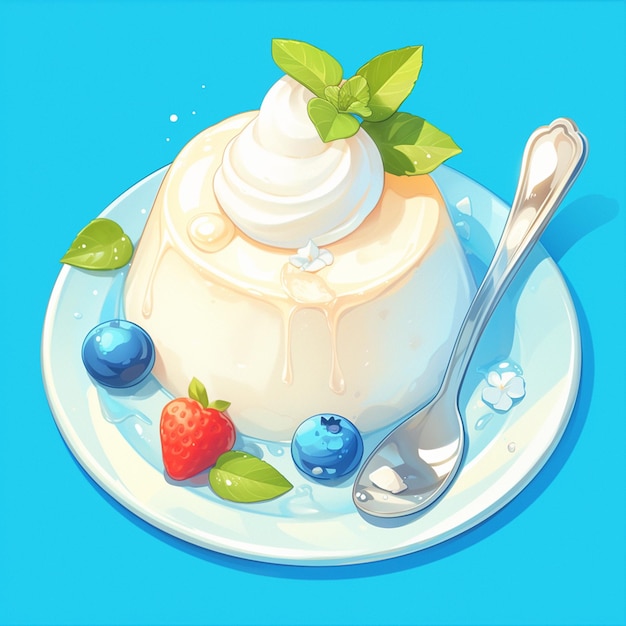 Vector smooth vanilla panna cotta desierto arte de dibujos animados