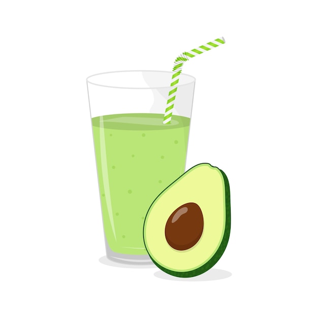 Vector smoothie de aguacate en una ilustración vectorial de vidrio