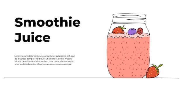 Smoothie de fresa un diseño de línea continua menú de bebidas de restaurante