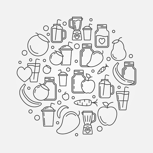 Smoothie vector ilustración redonda en estilo de contorno