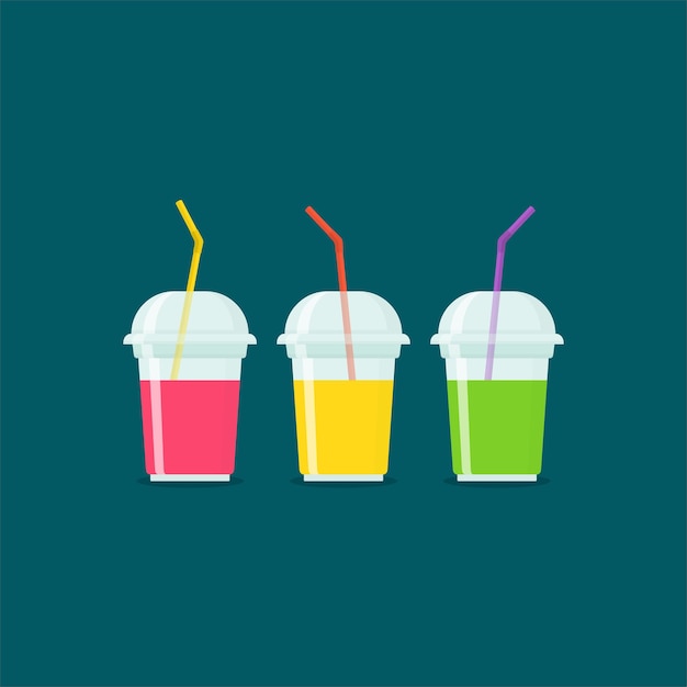 Smoothies de frutas en tazas de plástico Smoothies de jugo saludable dieta fresca Smoothie para ir taza de plástico
