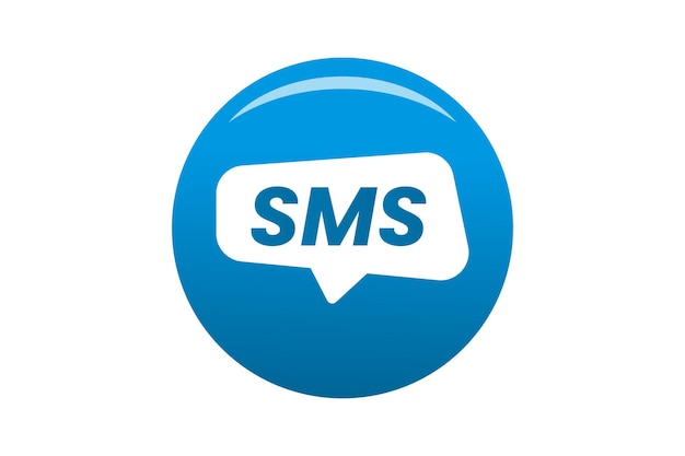 Sms icono vector elemento círculo azul aislado sobre fondo blanco