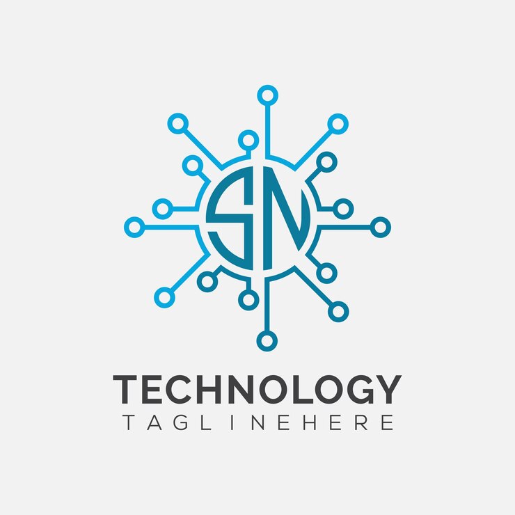 Vector sn monograma inicial para el logotipo tecnológico con diseño de estilo circular