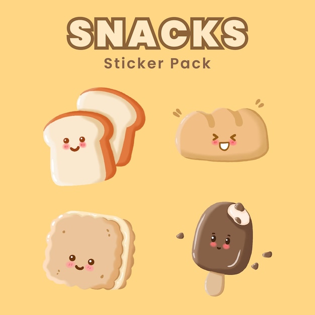 Snack Pan Ilustraciones lindas StickerPack