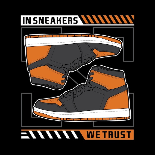 Sneakers zapatos con letreros de eslogan tipografía fuente personalizada para camiseta ropa de calle diseño de sneakers