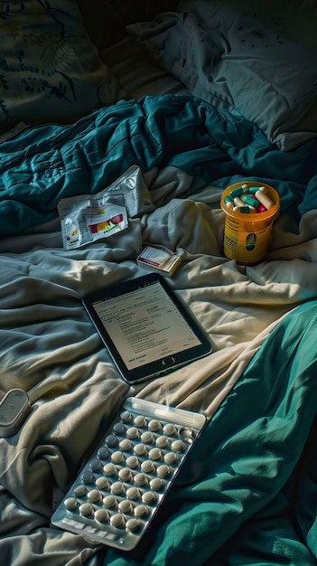Snooze con tableta y paquetes