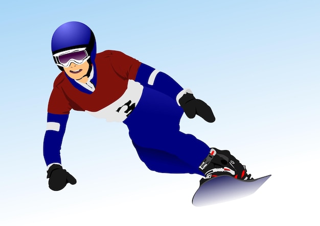 Snowboard chico silueta Vector