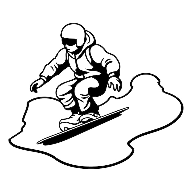 Vector snowboarder en el hielo ilustración vectorial de snowboard