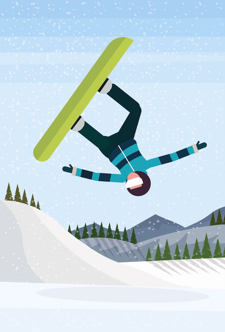 Vector snowboarder hombre saltando
