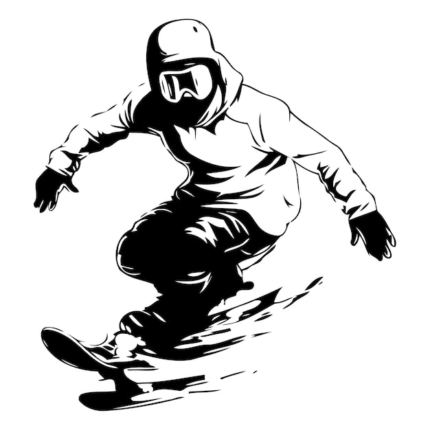 Vector snowboarder en la tabla de nieve ilustración vectorial de un snowboarder