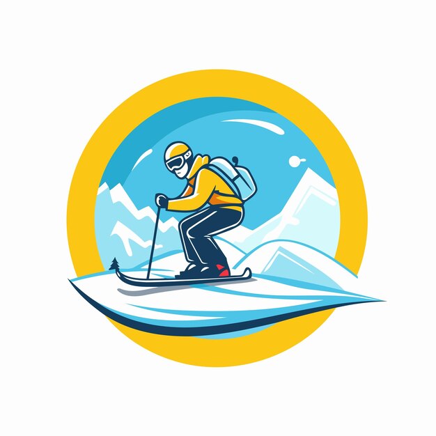 Snowboarder en una tabla de surf ilustración vectorial en estilo plano