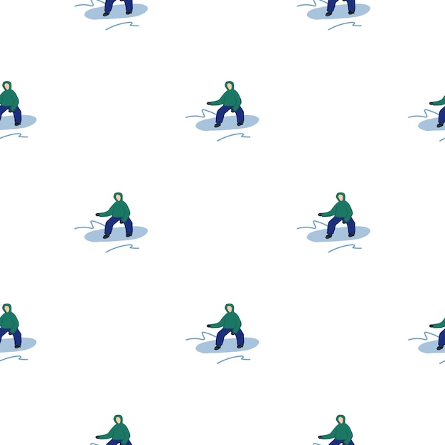 Snowboarders en la ladera Deportes de invierno Patrón sin costuras Para diseño de tela Impresión textil Cubierta de papel de regalo Ilustración vectorial