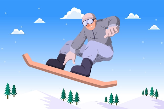 Vector snowboarding - actividad de invierno