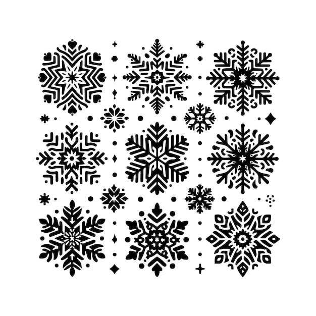 SNOWFLAKES COLLECTION ICON VECTOR SILHOUTTE ELEMENTO DE ESTILO. El elemento de estilo es el elemento de estilo de la imagen. El elemento de estilo es el elemento de estilo de la imagen.