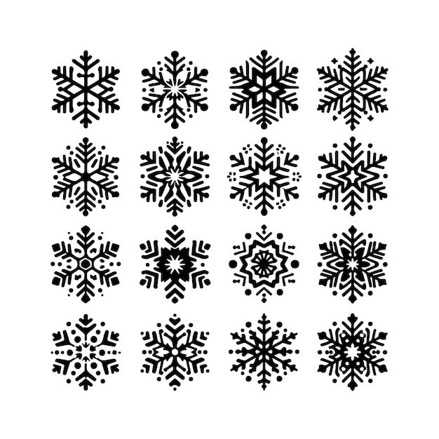 SNOWFLAKES COLLECTION ICON VECTOR SILHOUTTE ELEMENTO DE ESTILO. El elemento de estilo es el elemento de estilo de la imagen. El elemento de estilo es el elemento de estilo de la imagen.