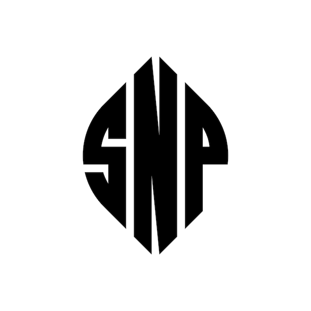 SNP diseño de logotipo de letra de círculo con forma de círculo y elipse SNP letras de elipse con estilo tipográfico Las tres iniciales forman un logotipo de círculo SNP Emblema de círculo Abstracto Monograma Carta Marca Vector