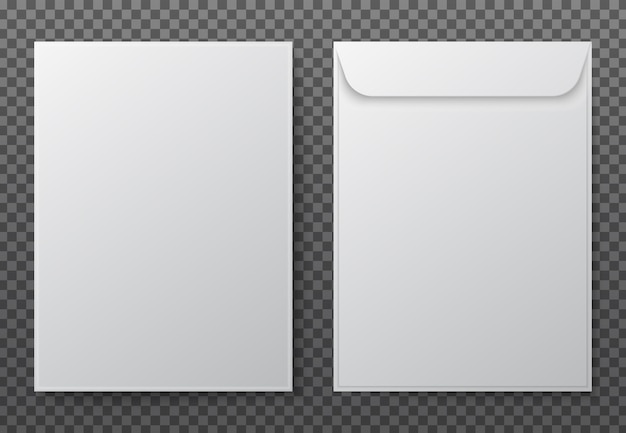 Sobre a4. sobres de papel blancos en blanco para documentos verticales