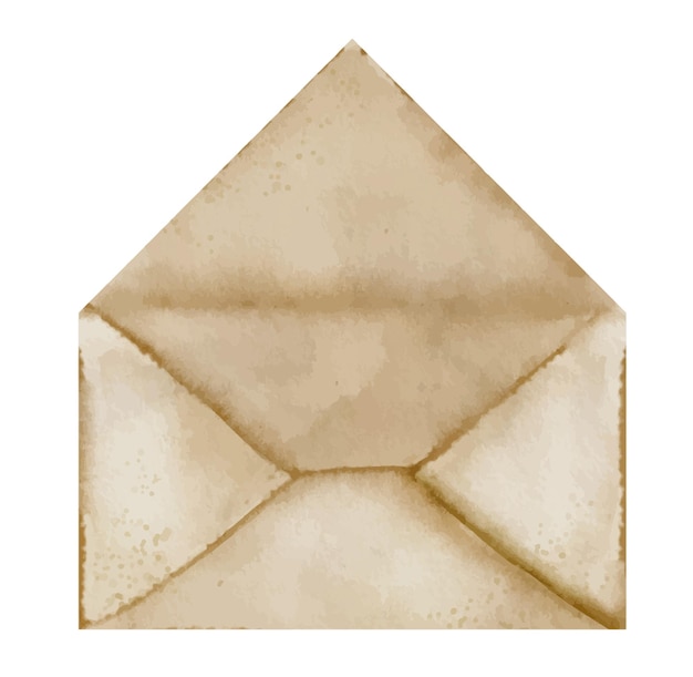 Sobre abierto para carta Ilustración acuarela dibujada a mano del viejo mensaje retro sobre fondo blanco aislado Dibujo de correo vintage para tarjetas de felicitación o invitaciones Correspondencia antigua