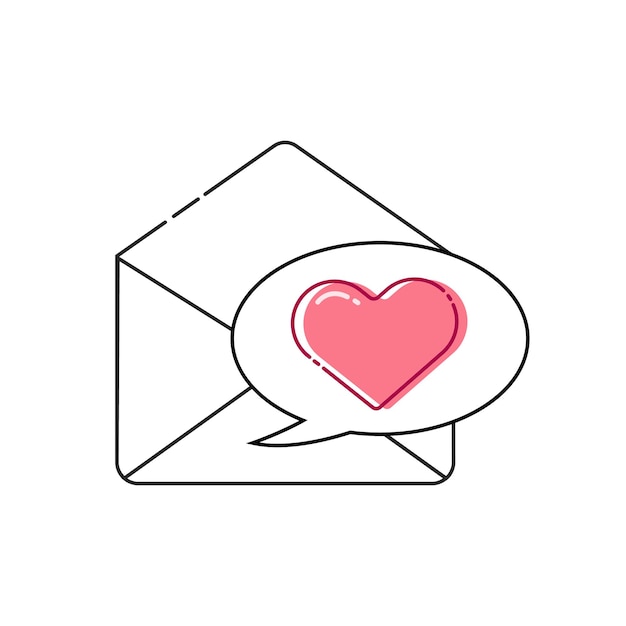 Sobre abierto cerrado con icono de corazón Set de primer plano Sobre aislado con hoja de papel Dentro de la plantilla de diseño para la tarjeta del Día de San Valentín