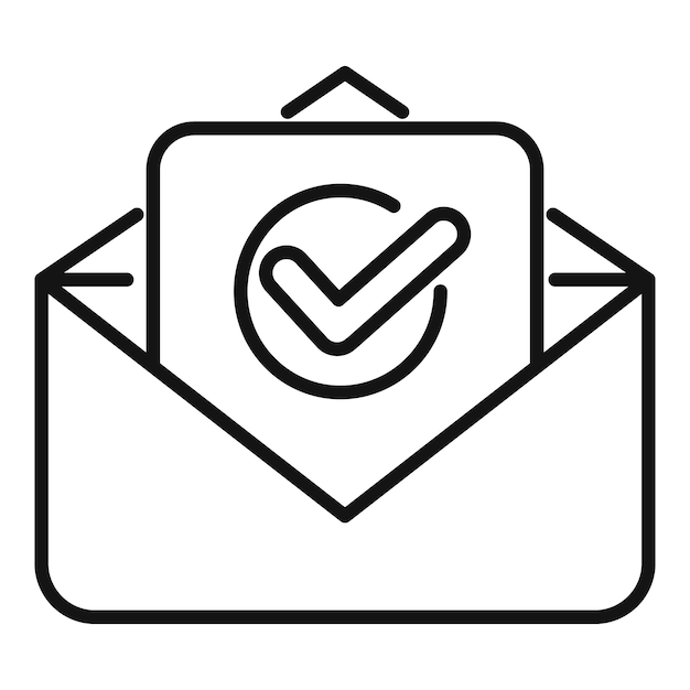 Sobre abierto que contiene un documento con el símbolo de verificación