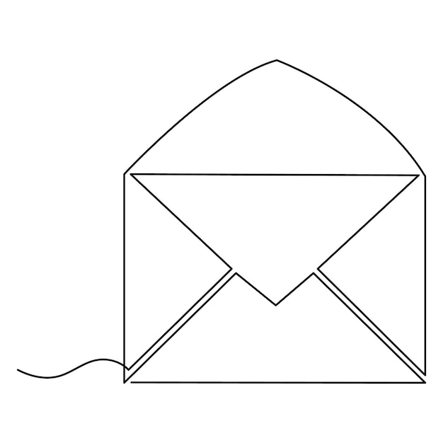 Sobre de carta de amor icono aislado arte continuo de una sola línea dibujo ilustración vectorial de contorno