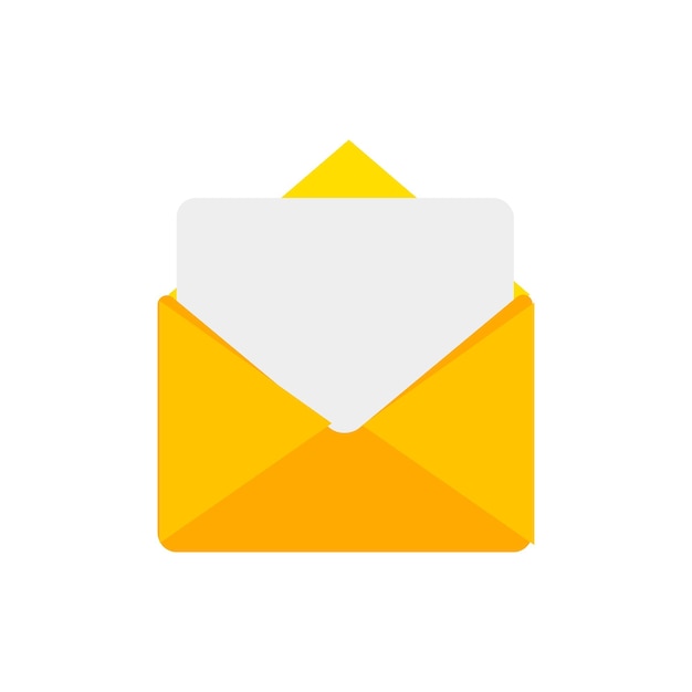 Sobre de carta con ilustración de vector de documento en papel cerrado abierto con un sobre de correo electrónico de mensaje
