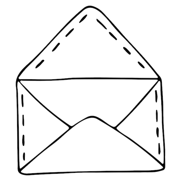 Sobre de carta vectorial Doodle Logo o icono dibujado a mano con una delgada línea negra