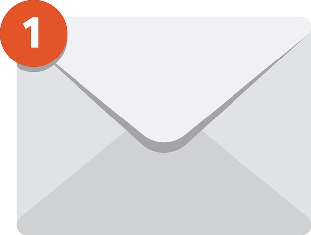 Sobre cerrado con icono de notificación que muestra un mensaje no leído que representa la comunicación en línea y la mensajería digital