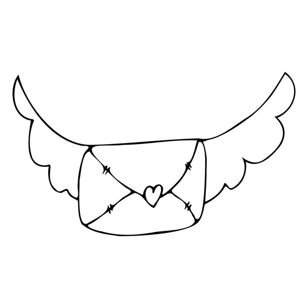 Sobre de corazón de contorno de dibujo a mano con carta de amor Postal de patrón de amor Vector de fondo de corazón abstracto de corazones Feliz Día de San Valentín 14 de febrero Fondo para invitaciones y álbumes de recortes