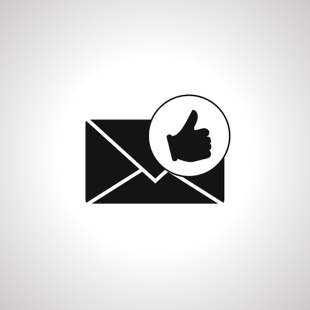 Sobre de correo con icono de pulgar hacia arriba icono de correo favorito como icono de correo