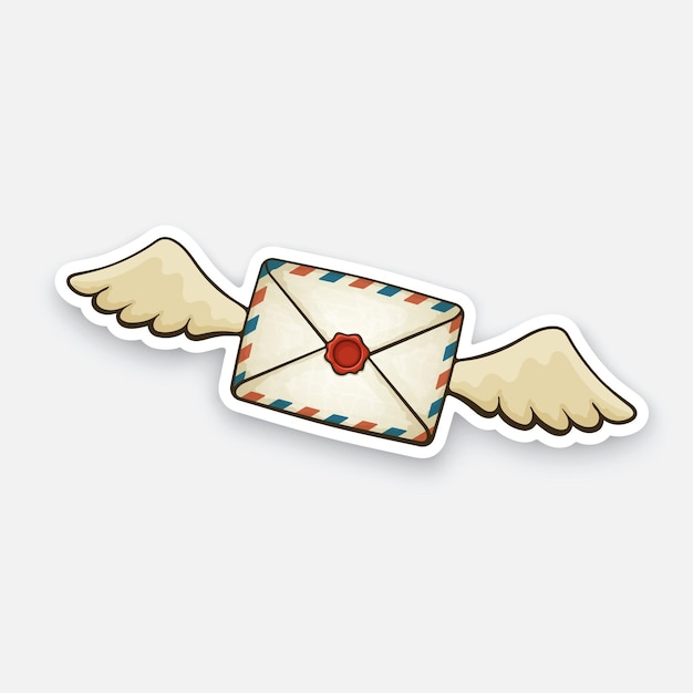Sobre de correo vintage cerrado volando con sello de cera No leer mensaje entrante Ilustración vectorial