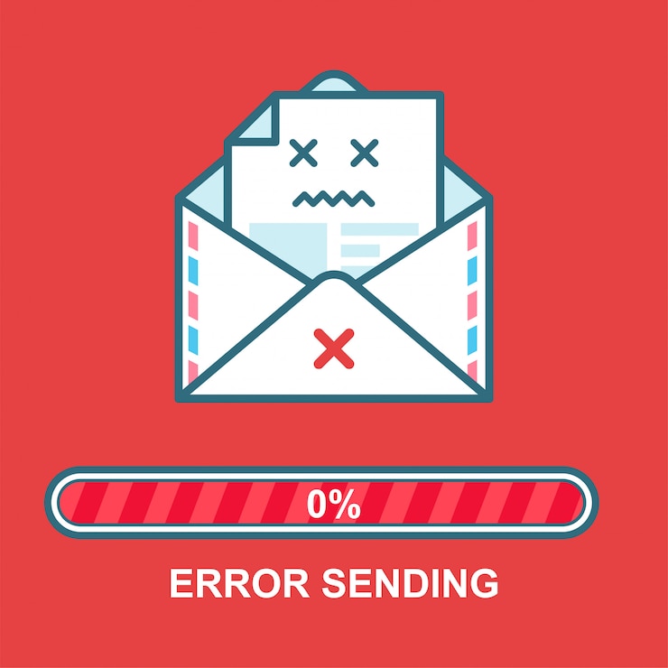 Vector sobre emoji. diseño de personajes ebrio de ilustración plana con barra de progreso. proceso de envío de correo electrónico. error de mensaje de texto.
