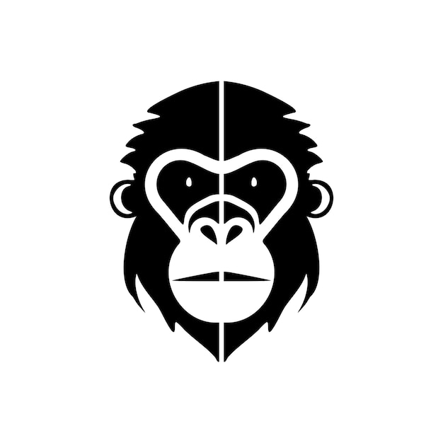 Sobre un fondo blanco, un logotipo vectorial de mono negro artístico
