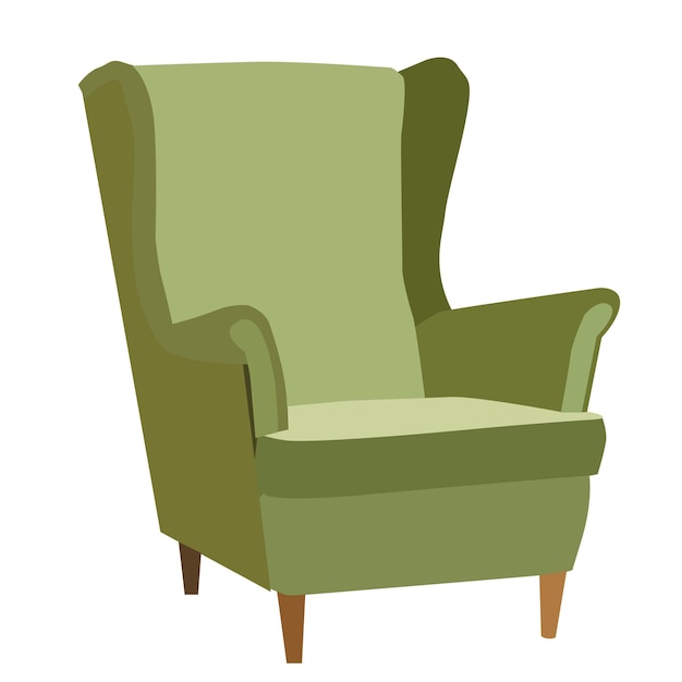 Sobre fondo blanco sillón verde