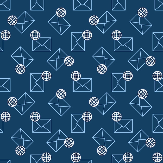 Sobre con globo terráqueo vector WWW Email contorno de patrones sin fisuras