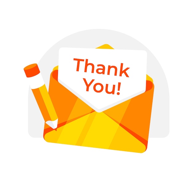 Sobre con gracias Correo electrónico Gracias Ilustración vectorial