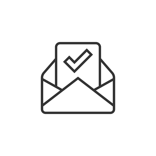 Sobre con icono de documento confirmado en estilo plano Verificar ilustración vectorial sobre fondo blanco aislado Recibir concepto de negocio
